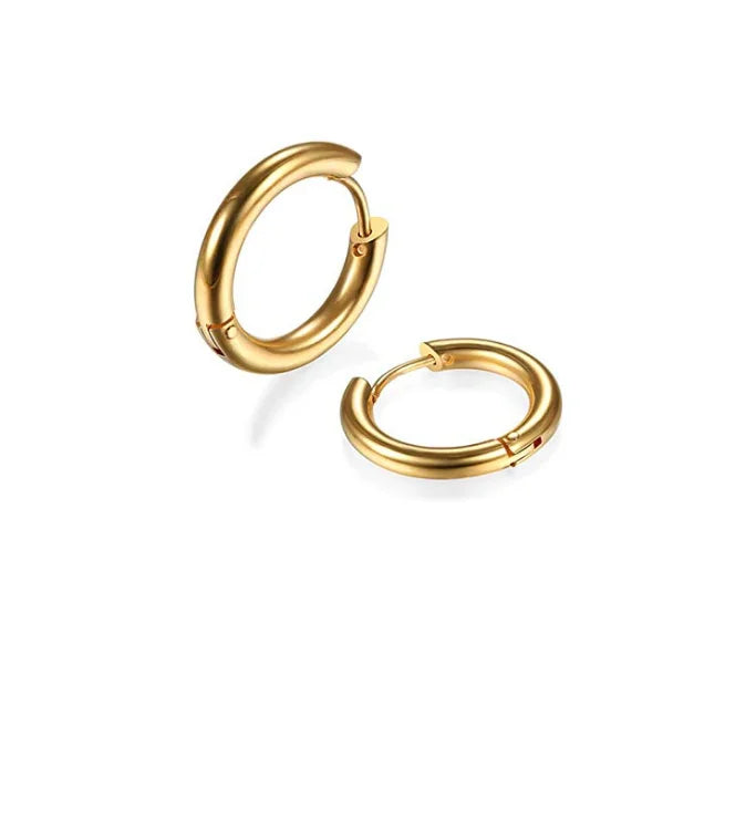 8mm/10mm/12mm/14mm/16mm/18mm/20mm Stainless Steel Gold/Black/Rose Gold Plated Huggie Hoop Earrings for Men Women