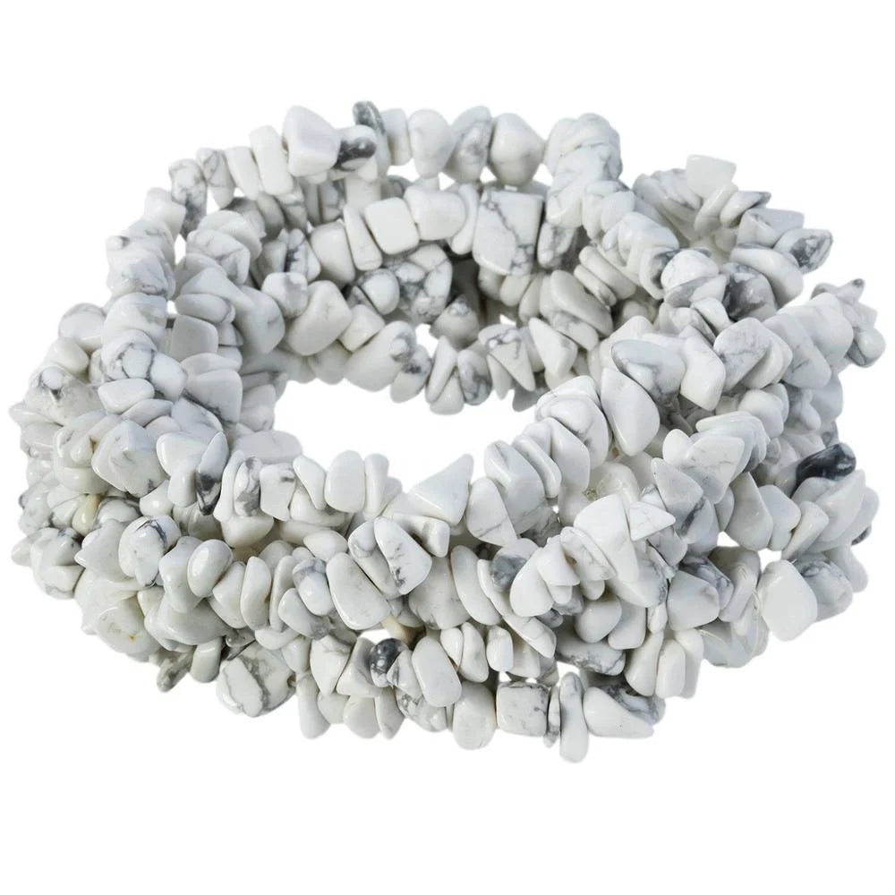 Wholesale Drilled Gravel White Howlite Turquoise Tumbled Irregular Shaped Chip Stone Loose Beads 33"