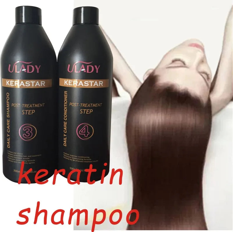 Home Use Hair Straightening Keratin Kit Brazil Keratin After Daily Care Shampoo and Conditioner
