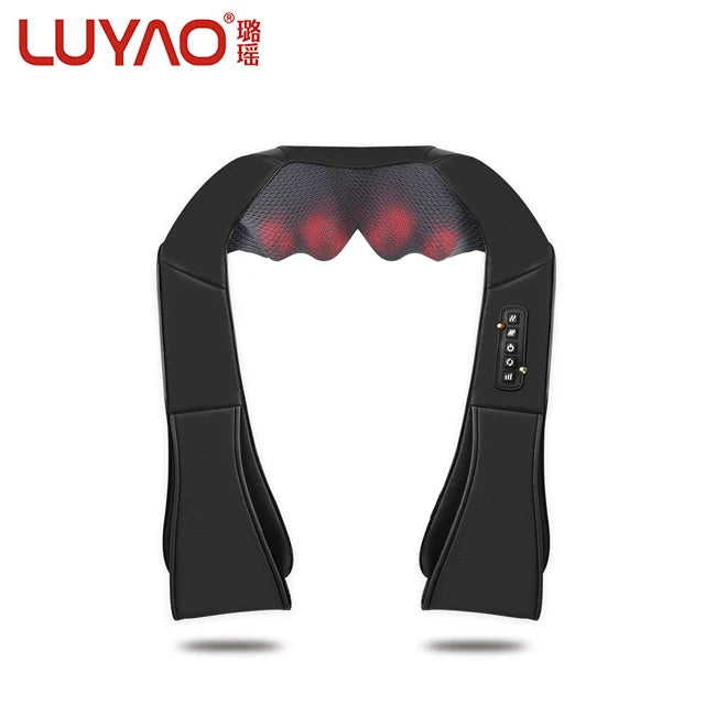 LUYAO Vibrating Shiatsu Neck and Back Massager with Heat  Deep Kneading Shoulder Massage Shawl for Pain Relief Home & Car Use