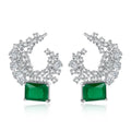 LUOTEEMI  a AA Cubic Zirconia Big Flower Stud Earrings Emerald Main Stone Women Earring for Party
