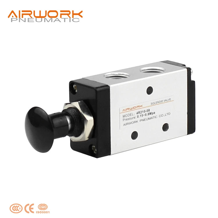 4R 3R 5 2 3/2 Way Button Pneumatic Hand Lever Switch Valve Aluminum Alloy OEM