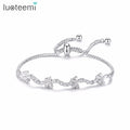 LUOTEEMI Romantic CZ Flower Adjustable Slide Bracelets for Women Fashion Bridal Bracelets & Bangles Pulseras Mujer Wedding