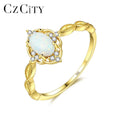 CZCITY Silver Opal Ring Jewelry Women Wedding Factory Wholesale Oval Shape Blue Opal Ring