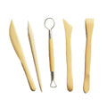 5pcs Steel Clay Modeling Tools with Wooden Handle Round Hand Clay Pottery Set for Sculpting Art Clay Molding