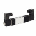 1/8\" DC12V 4V130C-06 Double Coil Electric Solenoid Valve 5/3 Way Pneumatic Middle Center Close Manual Pilot Structure Gate Type