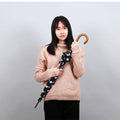 J Wooden Handle Umbrella for Girls Walking Umbrella Windproof Girls Umbrella