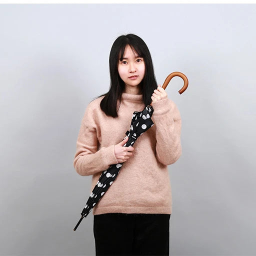 J Wooden Handle Umbrella for Girls Walking Umbrella Windproof Girls Umbrella