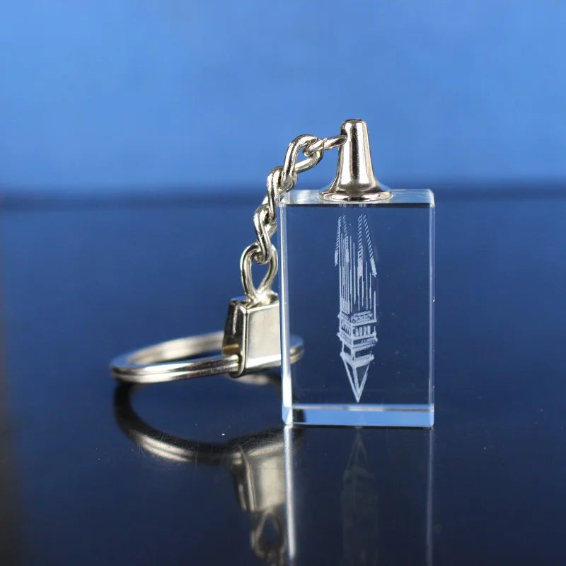 Personalized 3D Laser Crystal Cube Custom Keychain for Building Tourist Souvenirs