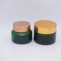 30g 1oz Cosmetics Frosted Green Glass Cosmetics Jar with Bamboo Lid