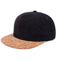 Adjustable Men's Baseball Cap Solid Color Woolen Flat Bill Snapback 3D Embroidery Hip Hop Hat in Canvas Cork Brim