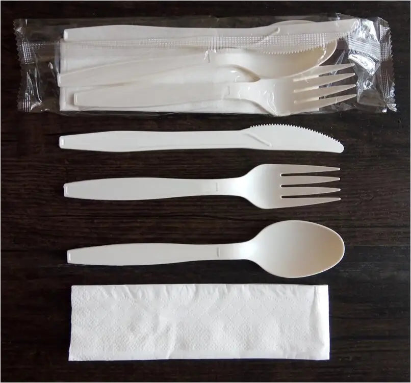 Wholesale Biodegradable Compostable CPLA Plastic Cutlery Set Disposable Cornstarch Cutlery