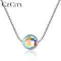 CZCITY Simple Australia Crystal Beaded Necklace 925 Sterling Silver Women Pendant Necklace