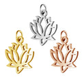 Wholesale Lotus Flower Charms Stainless Steel Lotus Hanging Circle Pendants Make Jewelry