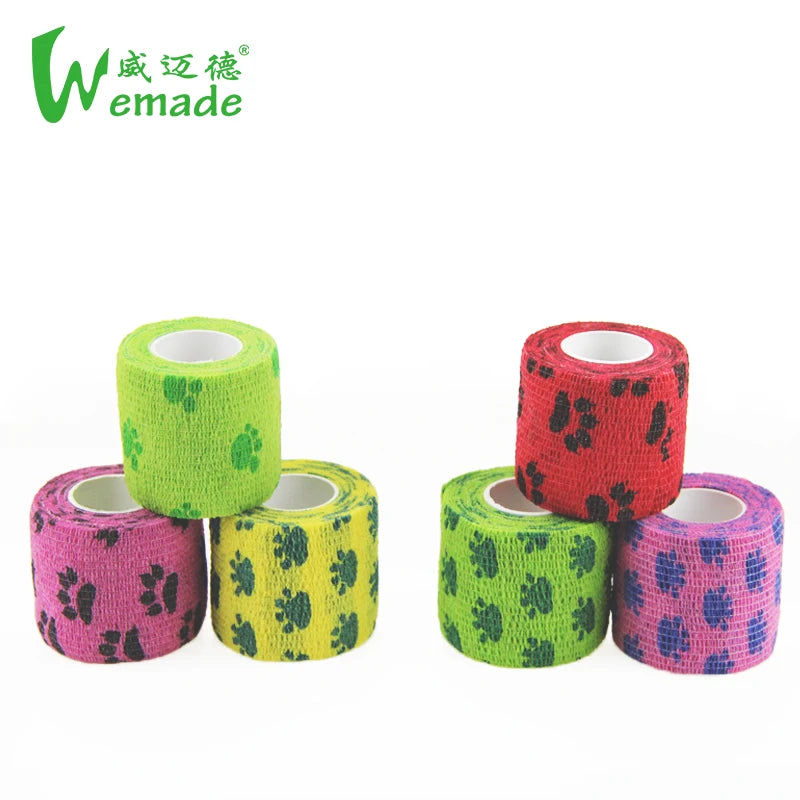 Cute Printed Non-Woven Self-Adhesive Bandage Pet Vet Wrap High Elastic Self Adhesive Wrap Cohesive Bandage for Cat Dog