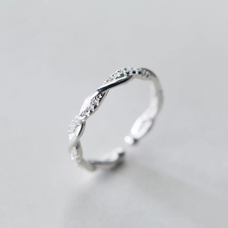 Fashion Solid 925 Sterling Silver Twist Rings for Women Simple Silver Rings Jewelry