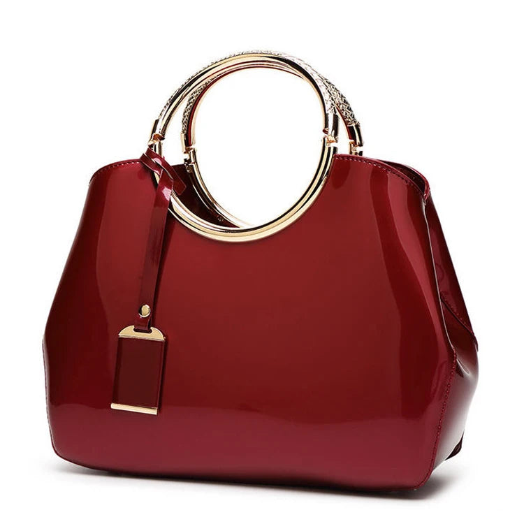 Popular Glossy Patent PU Leather Women Handbag Directly From China Factory