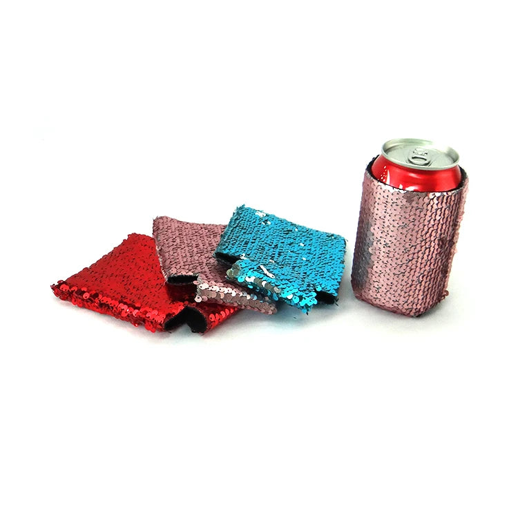 Factory Wholesale Promotion Price Personalized Colorful Blink Bright-Beads Insulated Neoprene 330ml Blink Can Cooler Holder