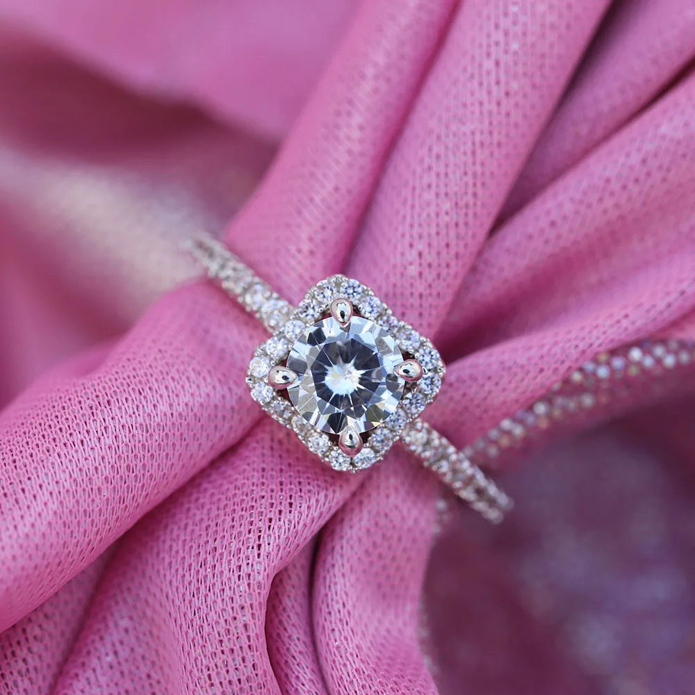 CAOSHI Stylish Hot Sale White Gold Plated With Cubic Zirconia Ring Women Square Cut Diamond Silver Plating Finger Ring