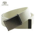 Cut to Fit Canvas Nylon Web Belt Size up to 52" With Flip-Top Solid Black Buckle