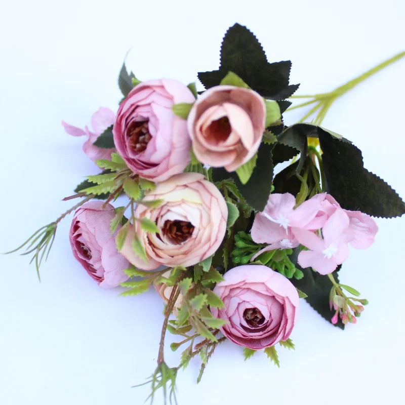 2024 Hot Sales Silk Decoration DIY Flowers Beautiful Rose Peony Artificial Flowers Small Bouquet Flores Home Party Wedding Decor