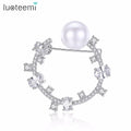 LUOTEEMI Broches Wedding Pearl Circle Brooches for Women Bijoux Safety Scarf Hijab Pin