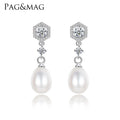 PAG&MAG Freshwater Cultured Pearl Drop Earrings Fashionable S925 Elegant Dangle Earring Jewelry
