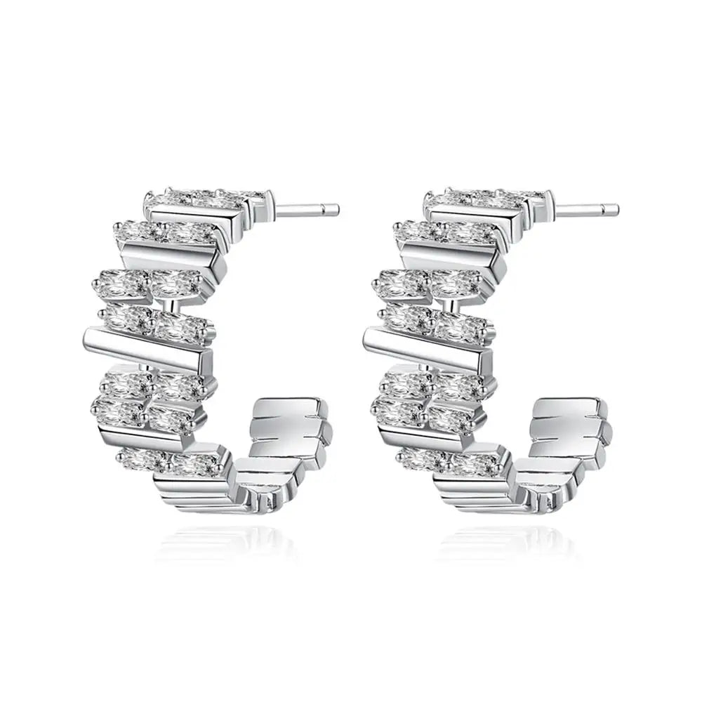 LUOTEEMI Big CZ Hoop Earrings for Girls Colorful Cubic Zirconia Yellow Gold Plating Women Earring