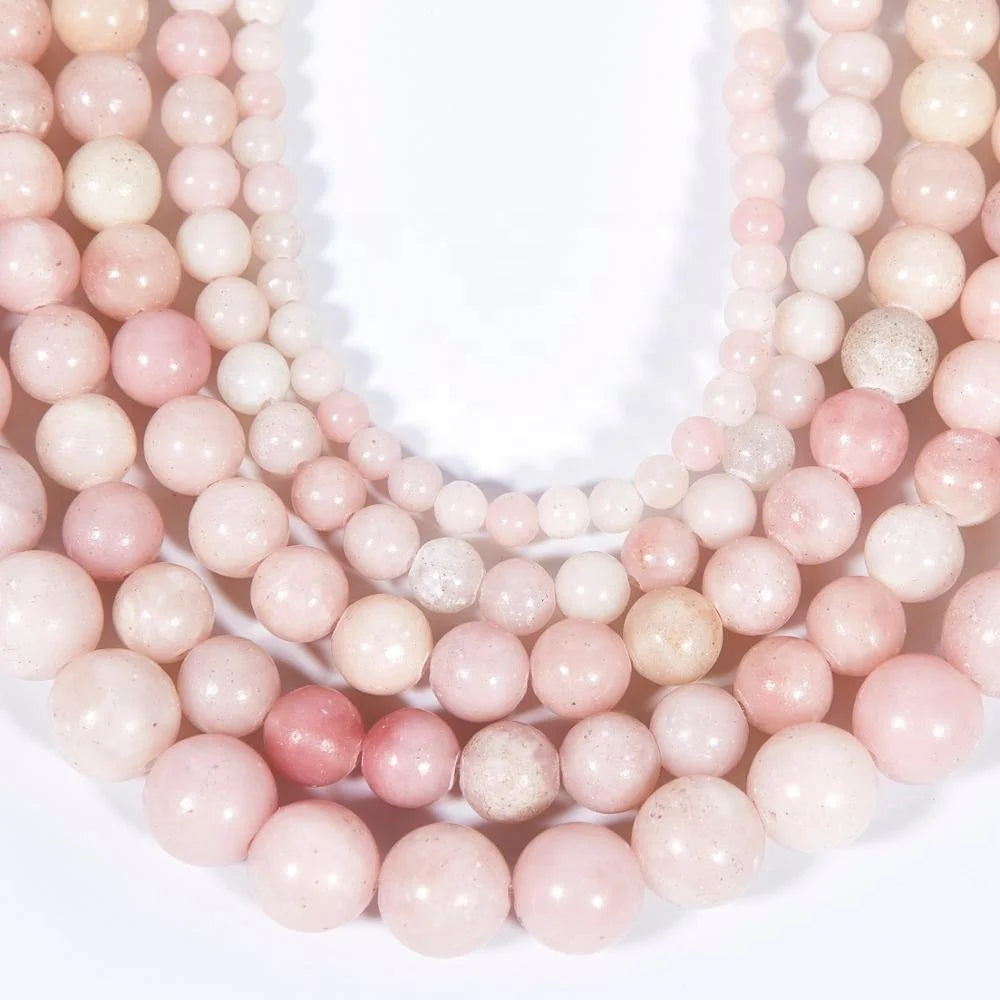 Natural Beads for Jewelry Making DIY Handmade Crafts Chinese Soft Pink Opal Gemstone Loose Beads