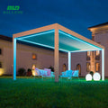 Outdoor Waterproof Electric Louvered Motorised Aluminum Pergola Gazebo With LED Lights