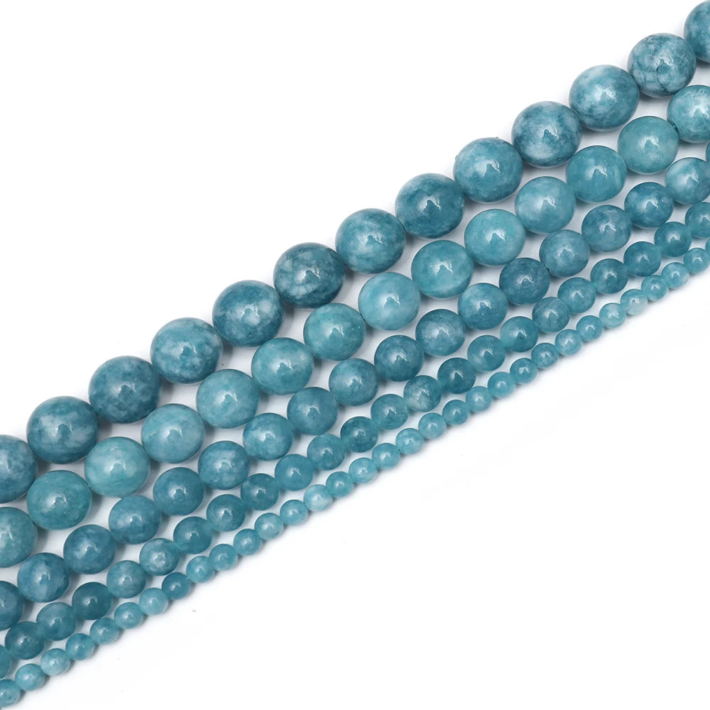 2019 Wholesale Lot New Natural 4mm 6mm 8mm 10mm 12mm Round Gemstone Loose Beads Dyed Blue Aquamarine Stone