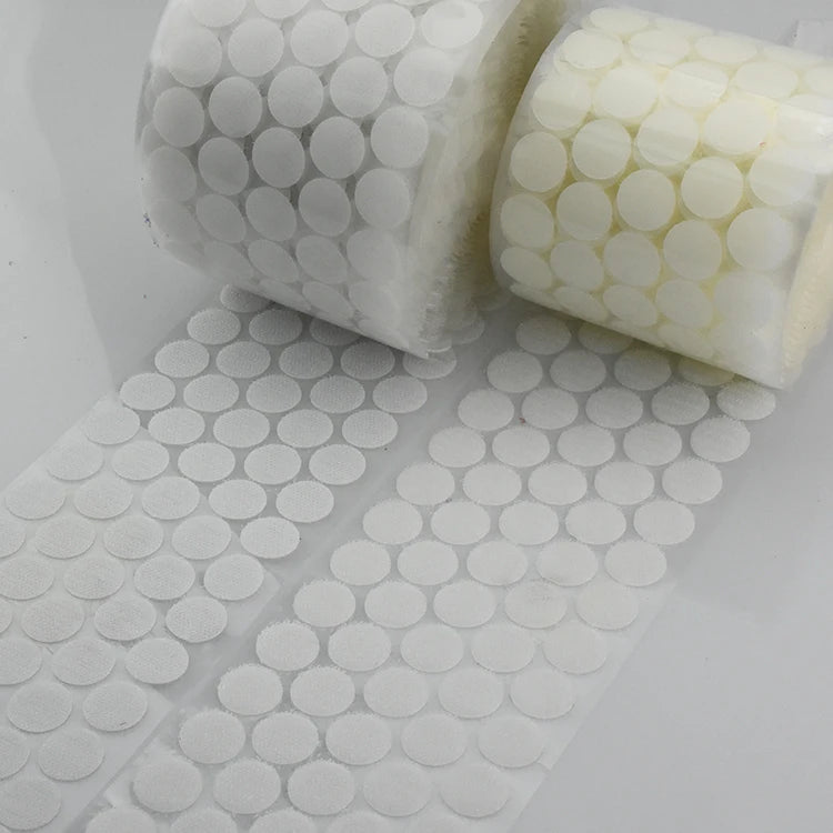 Magic Sticky Circle Hooks & Loops Self Adhesive Dots Tapes  Custom Size 20mm Polyester Nylon