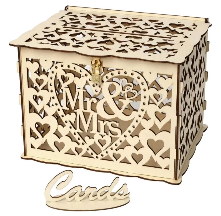 New Product Wooden Wedding Card Box Rustic Wooden Money Box