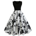 Ecoparty Women's Elegant O-Neck Sleeveless Knee-Length Dress Print A-Line Lace Dresses for Women