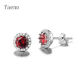 2025 New Arrival Elegant Fine Jewelry Earring 925 Silver Post Stud Earring With Amethyst Yellow Red Cz Stone for Women