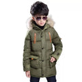 YSMARKET 120-170cm Children Winter Wear Boys Down Jacket Long Sleeve Zip Pockets Hooded Keep Warm Wadded Coat Fashion Clothes