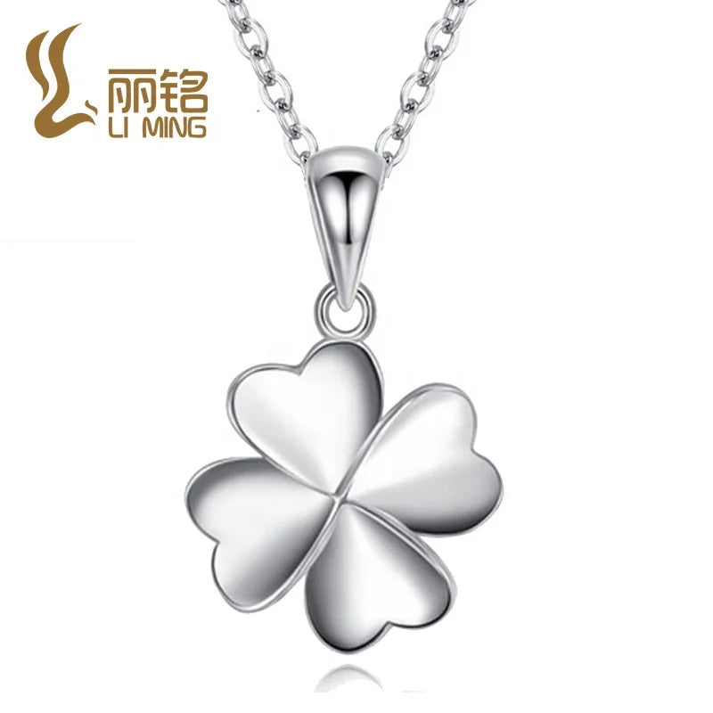 DC20 Women's Vintage Zircon Charm Pendants for Choker Necklace with Four-Leaf Clover Design for Party Neck Decorations