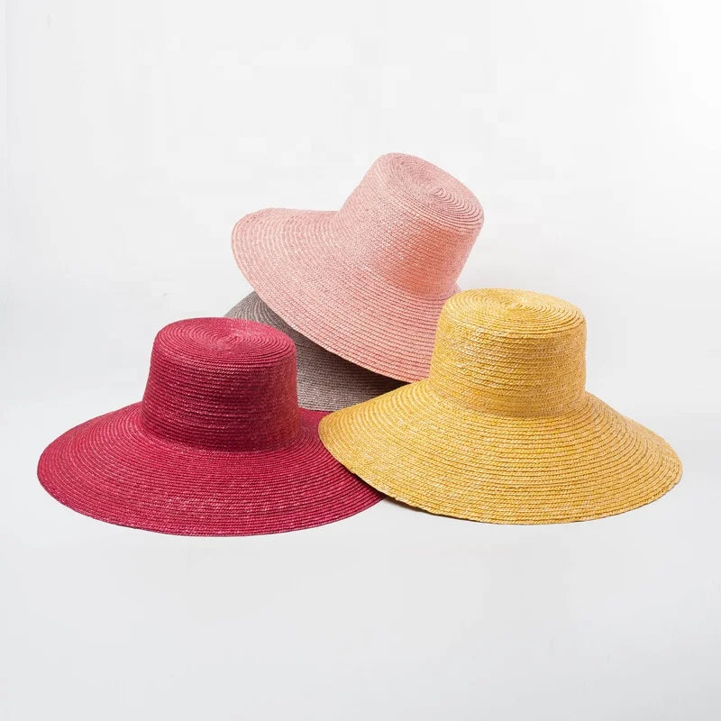 2022 Summer Custom Designed Women's Colourful Straw Bucket Sun Hat Wide Brim for Daily Outdoor Fishing Travel for Beach