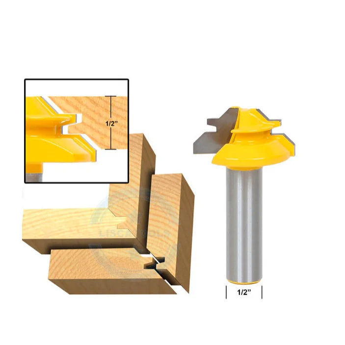 L-N017-4 1PC Small Lock Miter Router Bit Anti-kickback 45 Degree 1/2 Inch Stock 1/4 Inch Shank Tenon Cutter for Woodworking Tool