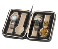 Popular Travel Black Brown PU Leather Watch Jewelry Rings Storage Box Case with Zipper Closure