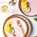 Wedding Eco-Friendly Heart Shape Pink Color Cheap Bulk Gold Rim Airline Plate Porcelain Custom Printed Dinner Plates