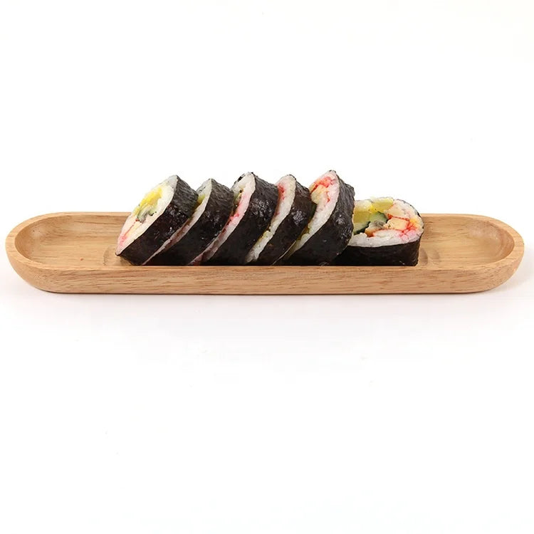 New Classical Hot Sell Handmade Eco-Friendly Rubber Wood Sushi Dish 50pcs MOQ Modern