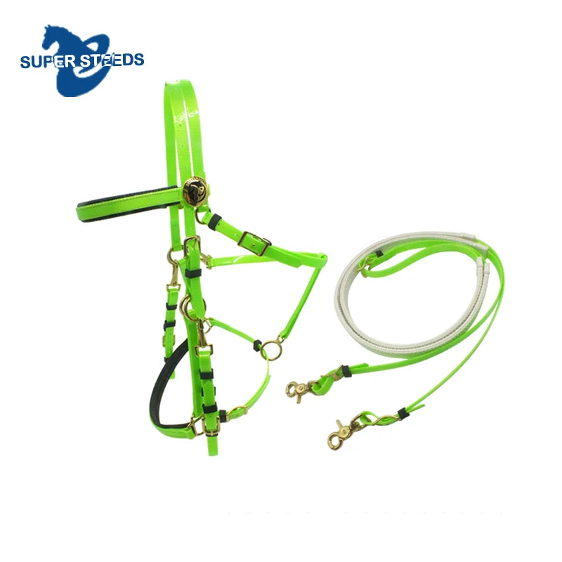 Nylon and PVC Horse Bridle Western English Saddle Style with Raised Brow Band Flash Padded Noseband Rope Halter in PP Material
