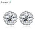 LUOTEEMI Wholesale Women Charm Brincos Luxury Bridal Wedding Jewelry Fashion Pure Real 925 Sterling Silver Stud Earrings