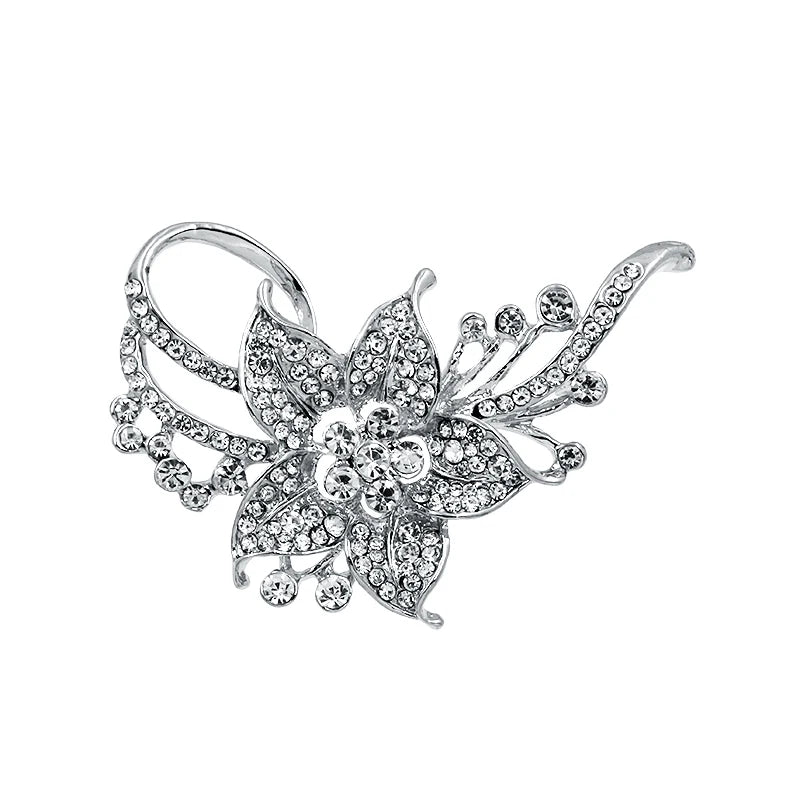 Weiman Factory Direct Sale Rose Gold / Dark Silver Plated Zinc Alloy Crystal Rhinestones Floral Wedding Brooches