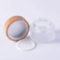 Luxury Frosted Clear Glass Cosmetic Jar with Bamboo Lid Cream Glass Container for Cosmetics