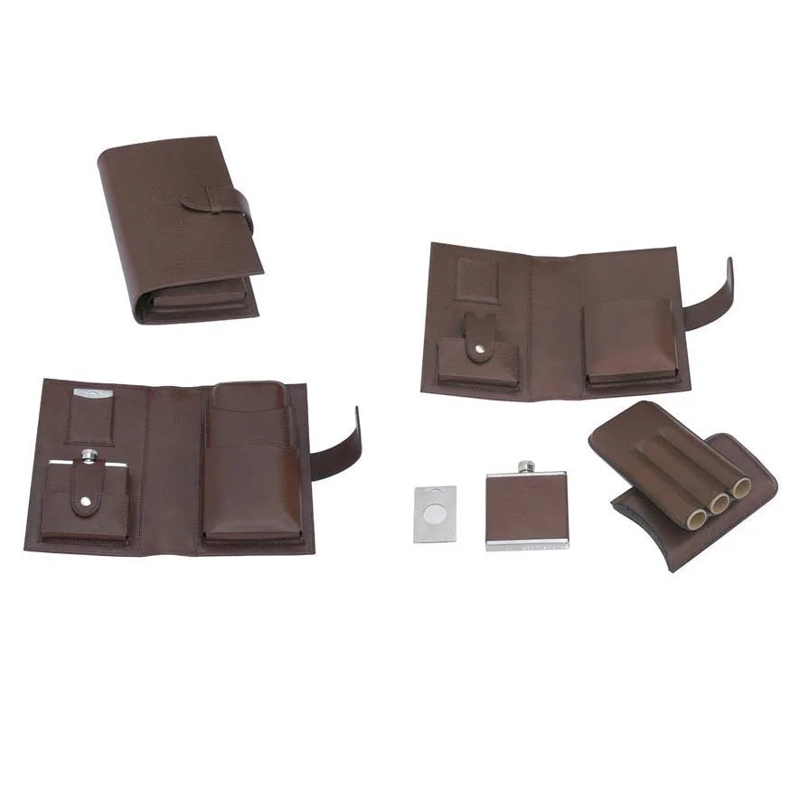Travel case Handmade Leather Cigar case Gift Packing Set