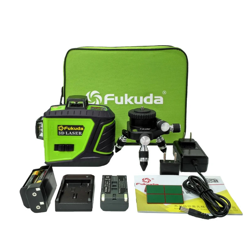 Fukuda MW-93T Industrial 360 Degree Multipurpose Leveling Tool Practical Cross 3D 12 Lines Green Light Laser Level Tool