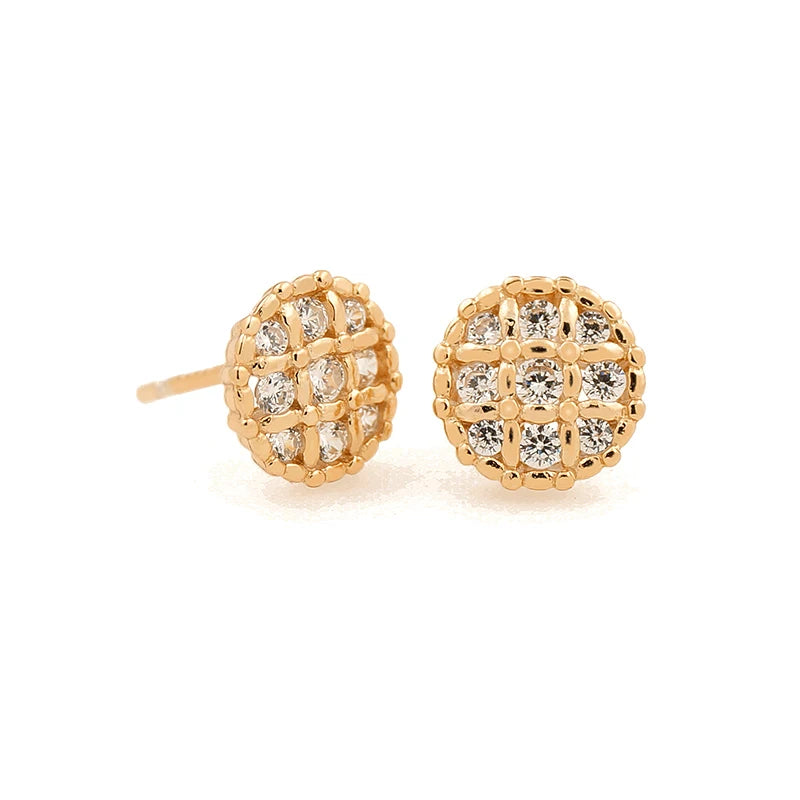 Round Disc Cubic Zirconia CZ Stone Silver S925 Rose Gold Plated Cute Korean Style Modern Non Tarnish Stud Earrings