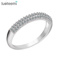 LUOTEEMI Tiny Cubic Zirconia Half Circle Pave Finger Rings Women Cubic Zircon Stackable Bands